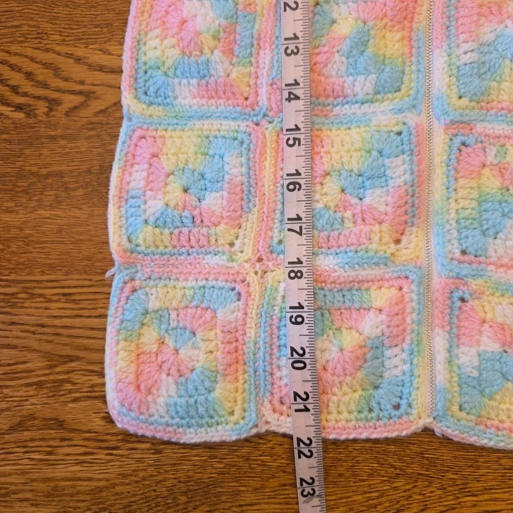 Handmade Crochet Granny Square Sleep Sack Pastel Zip‎ Front Baby Blanket Gift